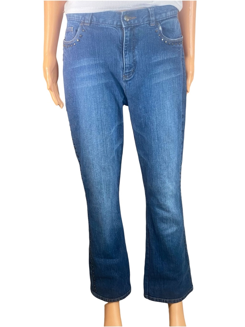 Lauren Jeans Petite Ralph Lauren Rivet Detail Bootcut 5 Pocket Mid Rise SZ 10P